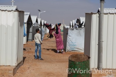 ヨルダン東部の町アズラックにある難民キャンプの様子
